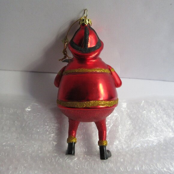 Anthropologie Glass Fireman Snowman Christmas Ornament Glitter Trim 6" - Picture 2 of 13